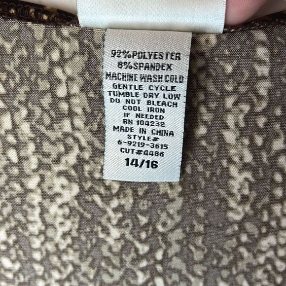 Fashion Bug 3/4 sleeve Brown Blouse with Gold Sequin Band Size 14/16 - Picture 5 of 6